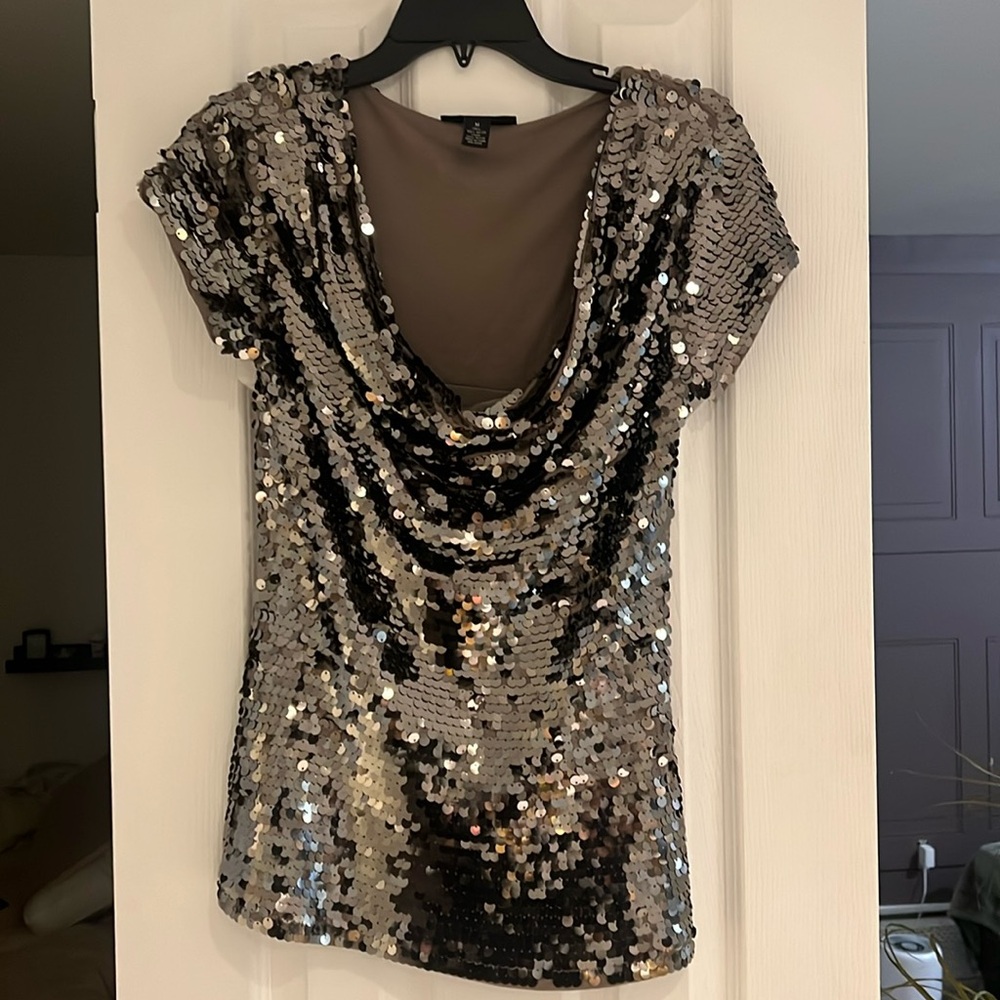 Beautiful sexy low cut sparkly top